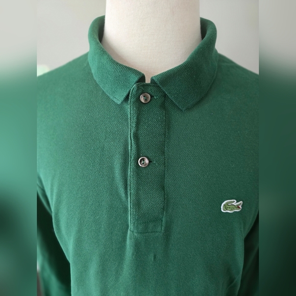 Men's XL Lacoste Long Sleeve Green Polo - Picture 2 of 5